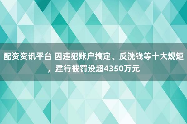 配资资讯平台 因违犯账户搞定、反洗钱等十大规矩，建行被罚没超4350万元