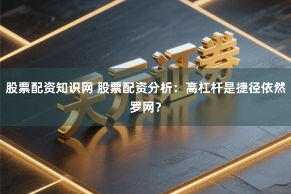 股票配资知识网 股票配资分析：高杠杆是捷径依然罗网？