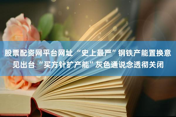 股票配资网平台网址 “史上最严”钢铁产能置换意见出台 “买方针扩产能”灰色通说念透彻关闭